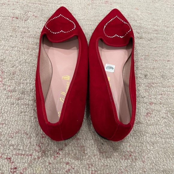Pretty Ballerinas Red Heart Flats Swarovski hearts 38 - Picture 2 of 3